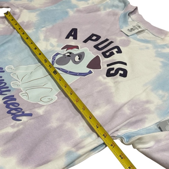 NEW Disney Tie Dye “A Pug is all You Need” Comfy Crewneck Sweater Size L - Picture 8 of 9
